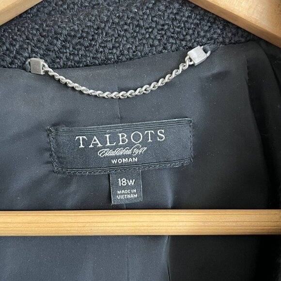 Talbots Wool Blend Coat Black Plus Size 18W Blazer Office Formal Pockets Buttons - Picture 4 of 8